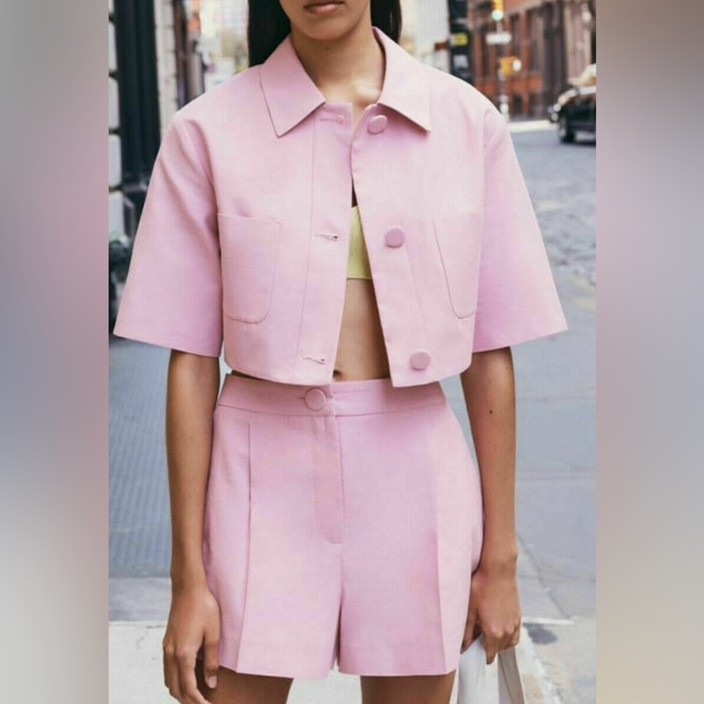 ZARA PINK CROPPED BLAZER